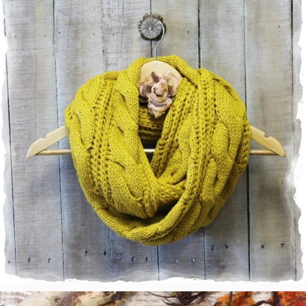 Gold Cable Knit Infinity Scarf